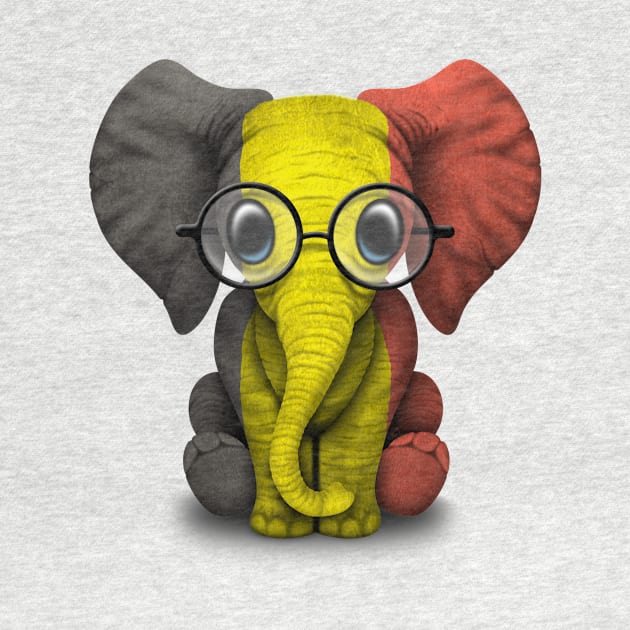 Baby Elephant with Glasses and Belgian Flag by jeffbartels